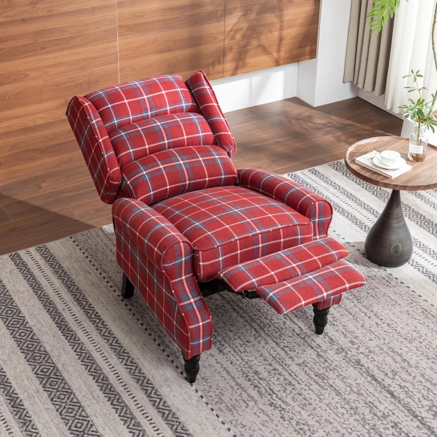Upholstered Wingback Recliner Chair, Plaid Recliner Kuwait Ubuy