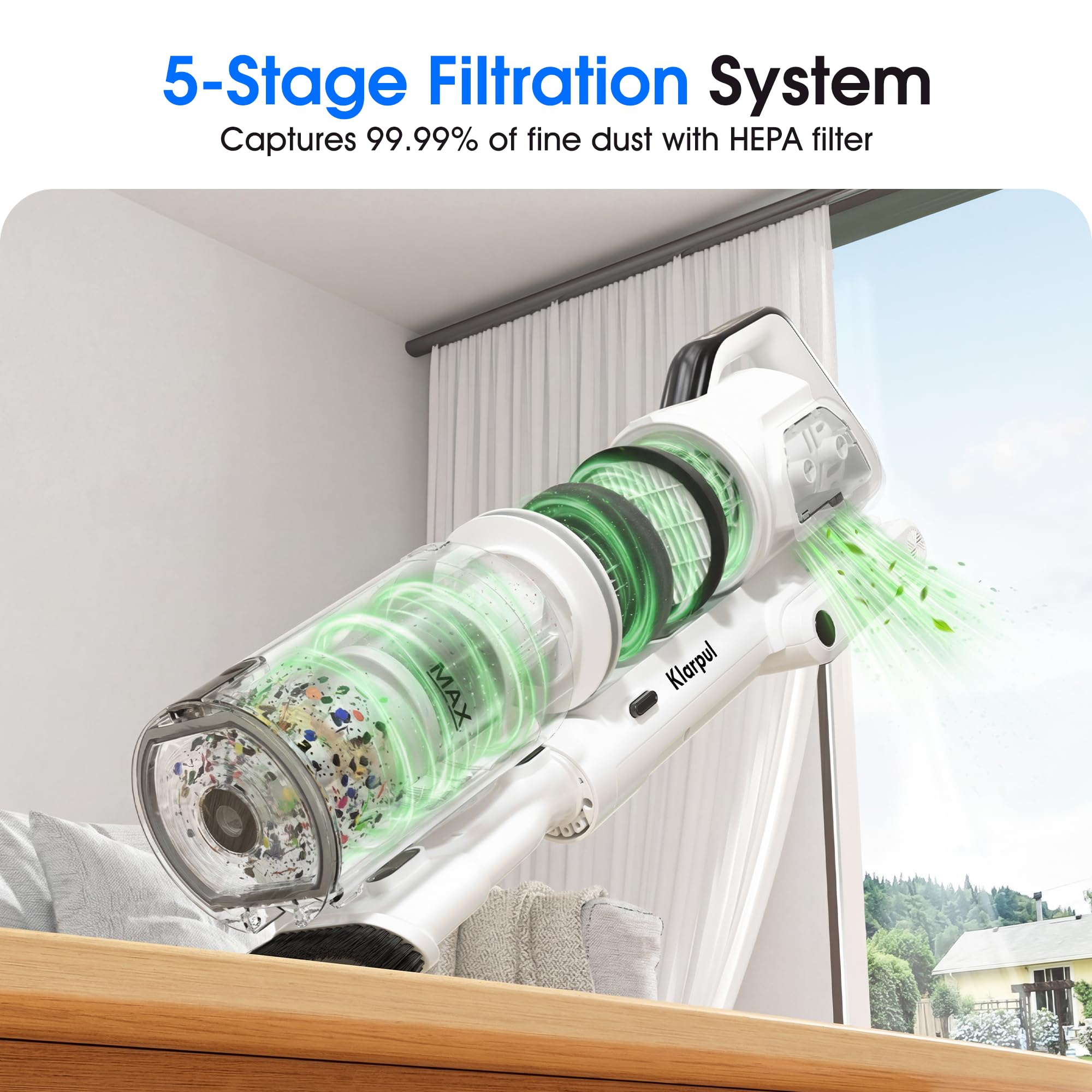Klarpul Cordless Vacuum - Powerful Pet Hair Cleaning -5