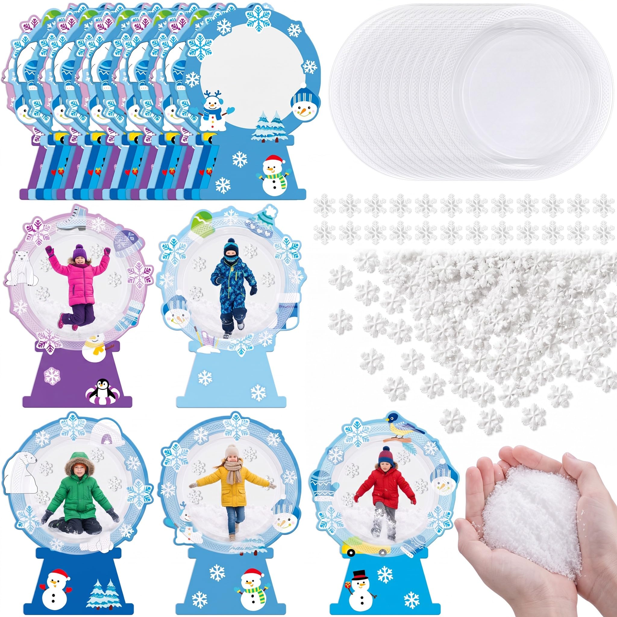 Hollowfly 30 Set Snow Globe Picture Frame DIY Craft Christmas, Applique