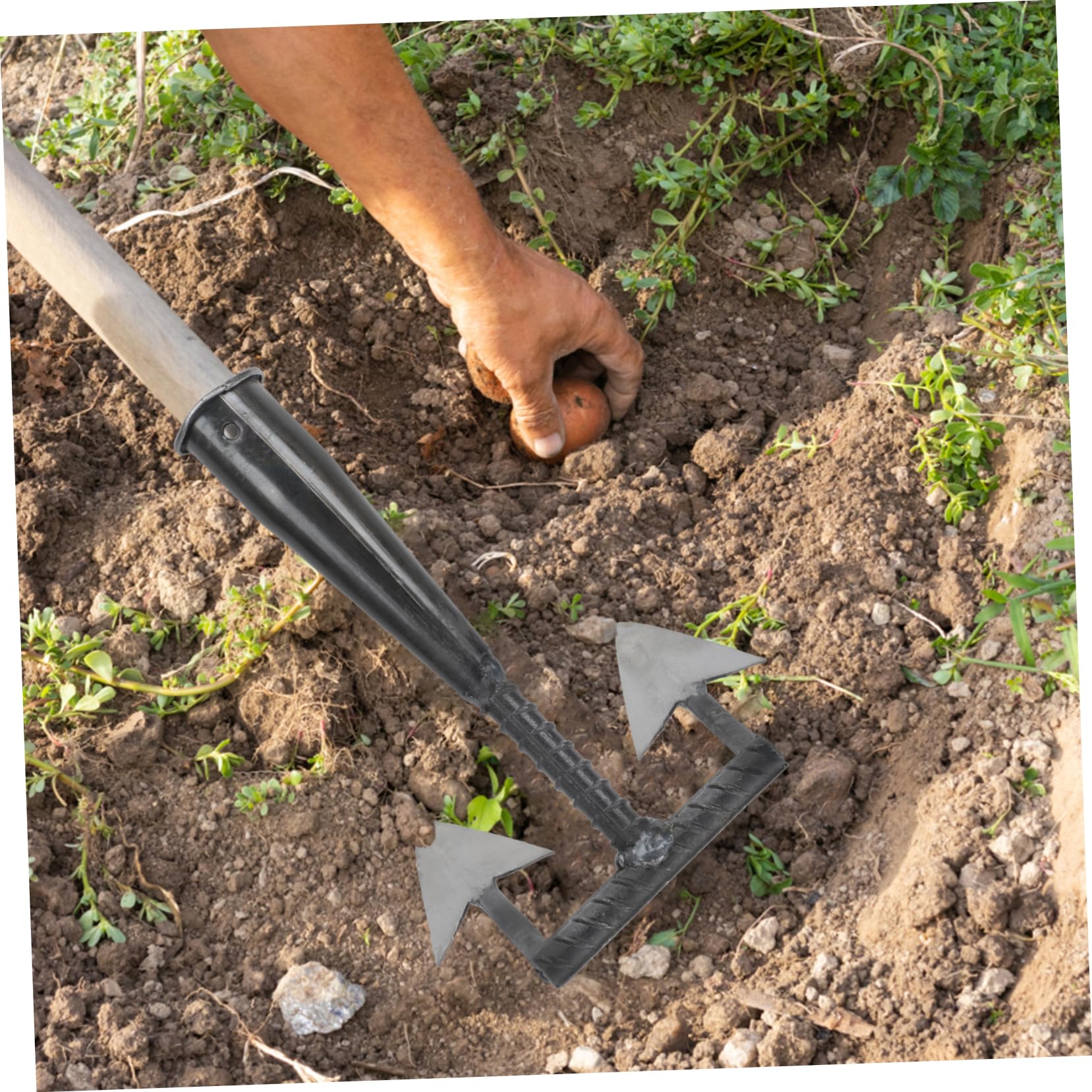 BESPORTBLE Azada Triangular De Jardinería Resistente De Mano Herramienta Multifunción Para Desmalezar y Labrar Eficaz Para Huerto y Cultivo