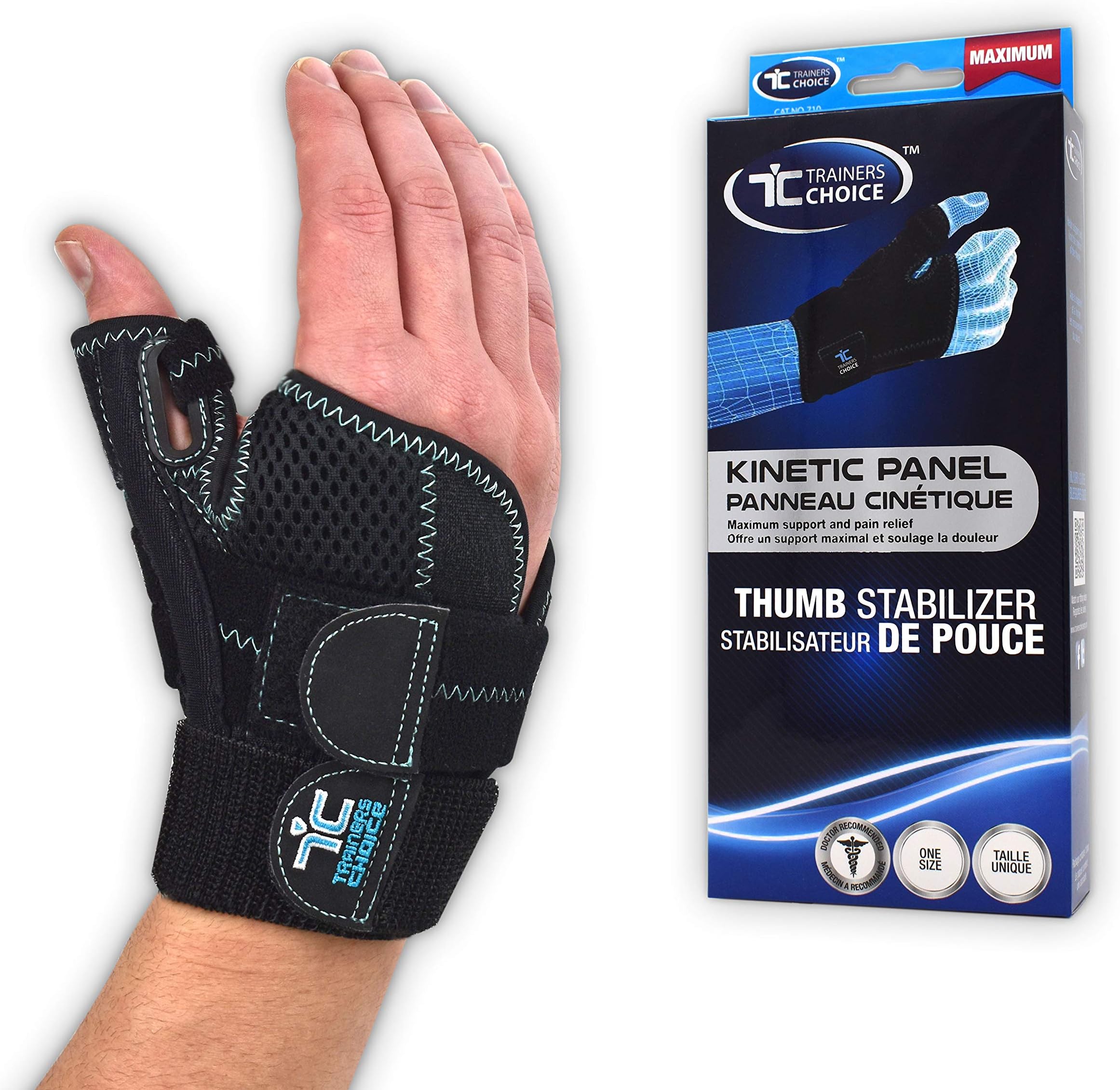 Thumb Stabilizer - Maximum Thumb Support for Men & Women - Assists Sprains Strains Tendonitis Skiers Thumb DeQuervain’s Syndrome. One Size Fits Most