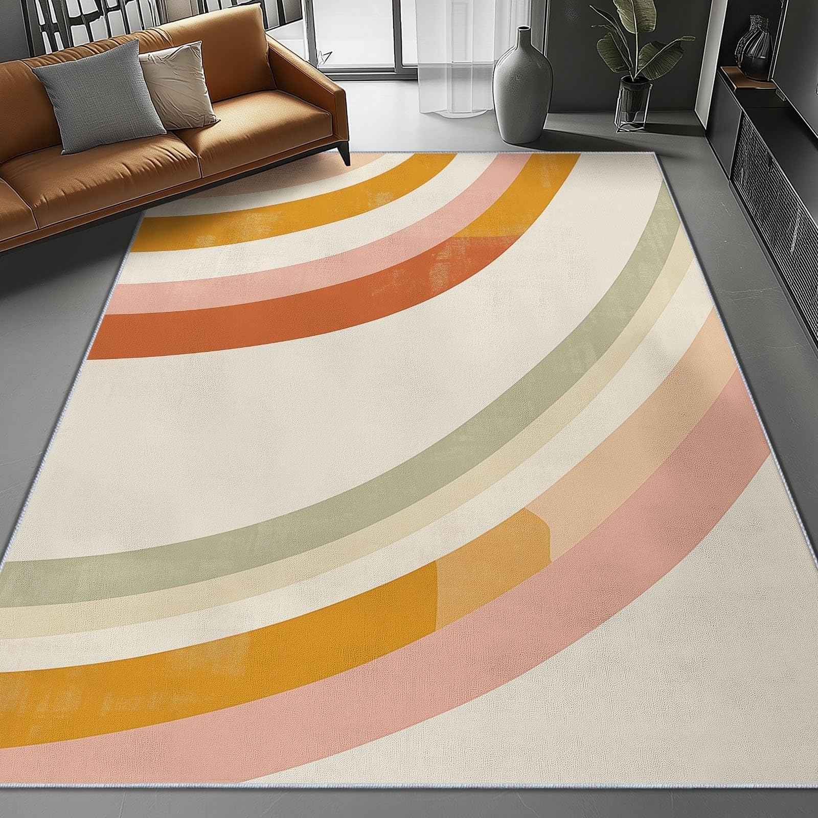 Tapis de Salon Géométrique au Style Mid-Century pour Créer un Coin Jeu Coloré et Sécurisé