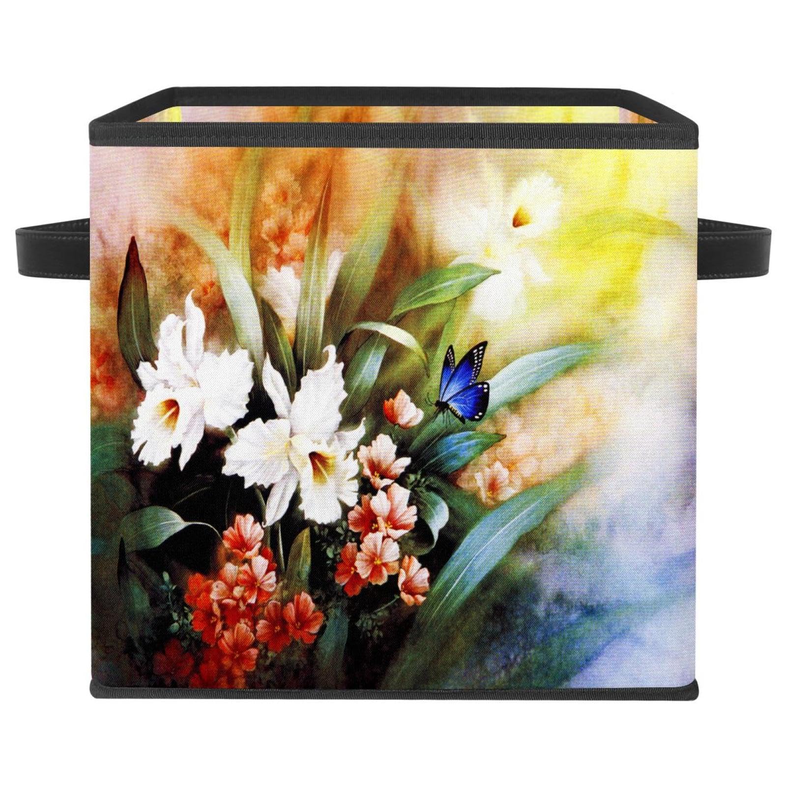 Boîte de rangement pliable cube en tissu à motif papillon pour optimiser votre placard