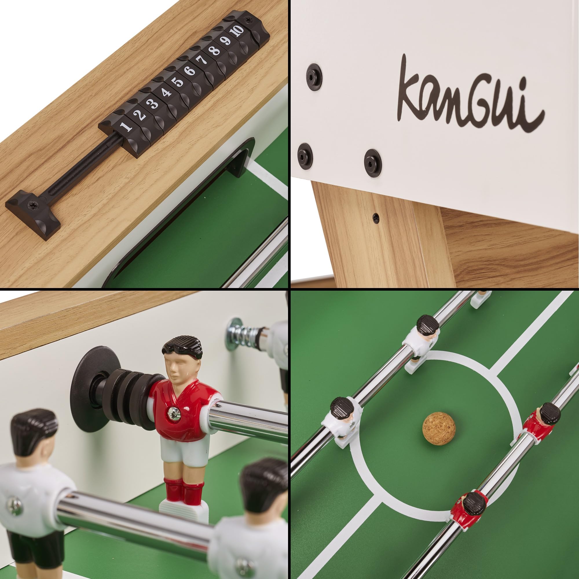 Baby Foot Teen & Adulti - Bianco/Legno - 3 palle di sughero - 2-4 Giocatori