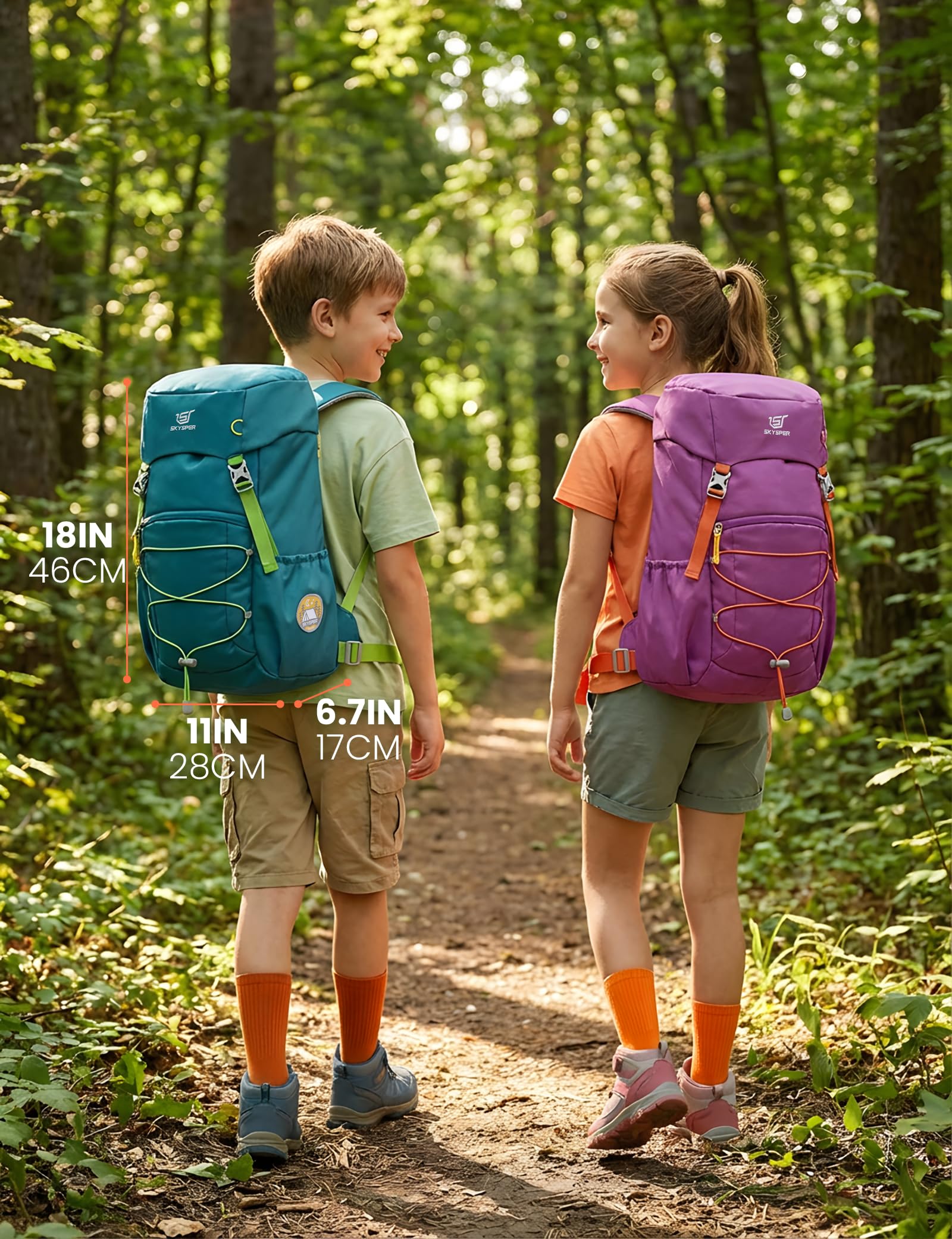 SKYSPER Kinder Wanderrucksack 18L mit Regenschutz für Mädchen Jungen Outdoor