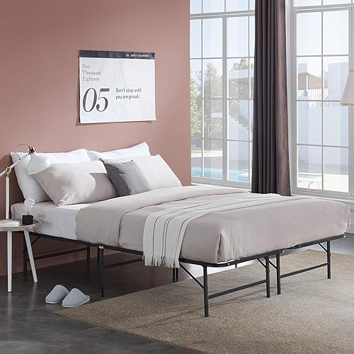 Miniatura 74 de Base de cama Vecelo, de 14 pulgadas, listones de acero resistente Plataforma metálica B,Plataforma plegable,Negro Metálico