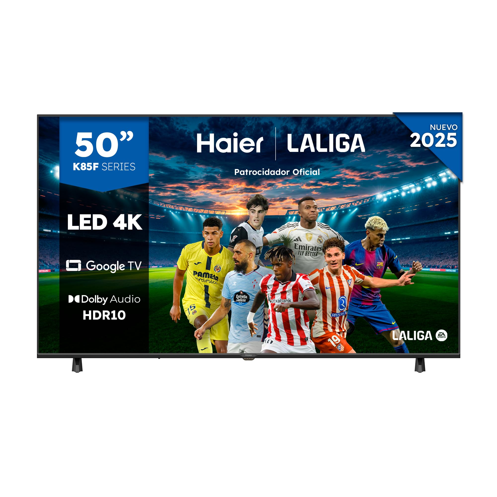 Haier Direct LED 4K UHD H50K85FUX 50 Pulgadas, Smart TV, Google TV, Dolby Audio, HDR 10, Smart Remote Control, Google Assistant, Bluetooth 5.1, DBX TV, HDMI 2.1 x 4, Sin Marcos, 2025