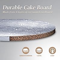 Vista 3 de Cakebon Tablas para tartas – Tambores resistentes de 1/2 pulgada de grosor – Bordes rectos profesionales lisos de 10 pulgadas, color plateado