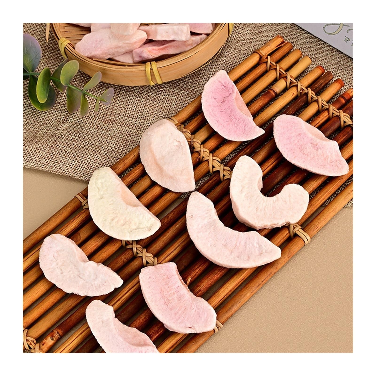 Melocotones liofilizados en rodajas gruesas 45 g, que conservan el sabor fresco y natural de la fruta, ligeros y crujientes(10pcs)