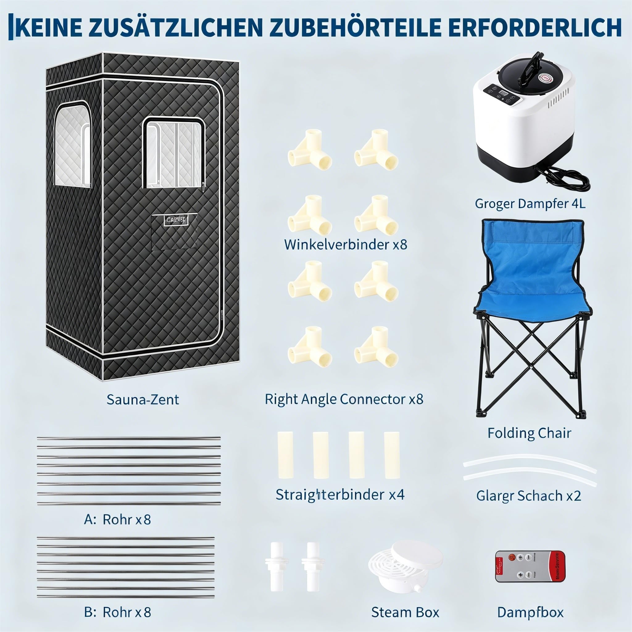 Garvee Dampfsauna, tragbare Ganzkörpersaunabox mit Dampfgenerator, 1500W, 4L Wasserbehälter, 9 Temperaturstufen