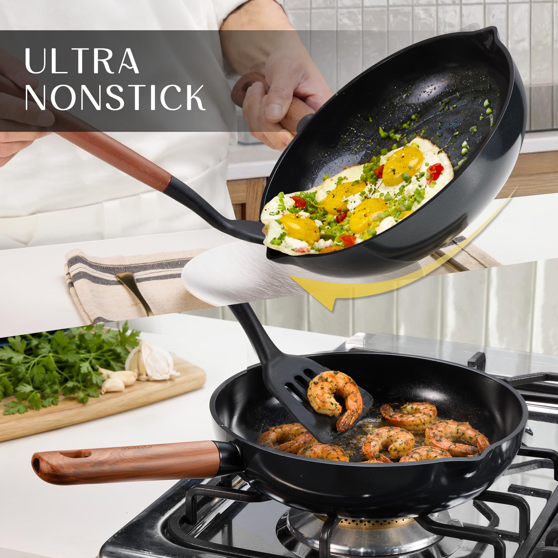 CAROTE 21pc Ceramic Cookware Set - Nonstick Pots & Pans -5 CAROTE 21pc Ceramic Cookware Set - Nonstick Pots & Pans -5