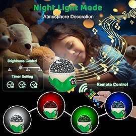 Dinosaur Night Light Projector for Kids Room, Boy Girl Dino Lamp with 10 Soothing Music& Timer, Remote Control, Colorful Projection Effect, High Brightness, Birthday Gifts Dinosaur Toys for Kids 3-7