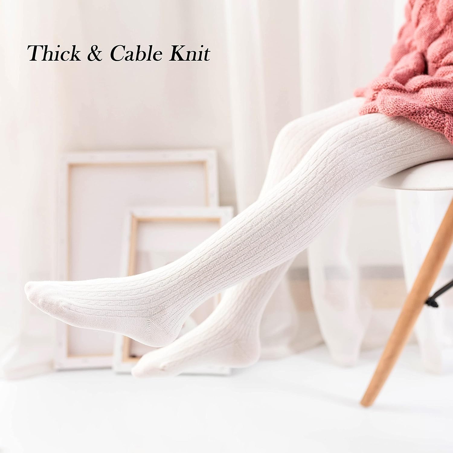 Jormatt Girls Tights Seamless Thick Cotton Cable Knit Leggings Stockings Toddler Pantyhose Age 2-10y - Image 3