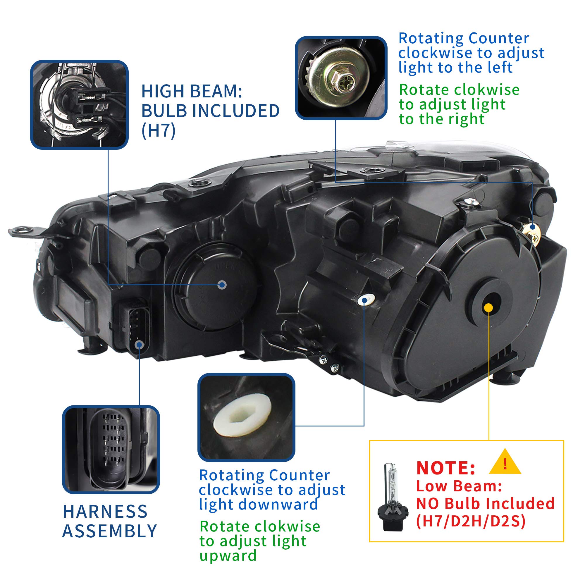 VLAND - Fari di Ricambio per Golf 6 MK6 TSI 2008-2013 [Non Adatto a GTI/R/TDI] Set di Fari Anteriori, Con Indicatore Sequenziale (Demon Eyes)