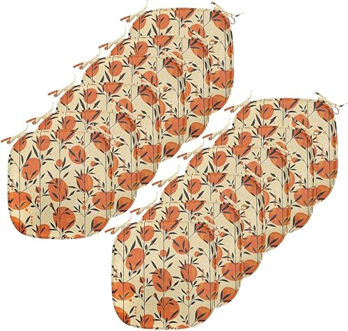 Vista 415 de Lunarable Orient - Cojín de asiento para silla, curlicues florales orientales con elementos artísticos venecianos, hojas de follaje, damasco a