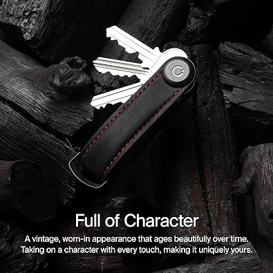 Orbitkey Crazy Horse Leather Key Organizer | ملف تعريف هادئ | يحمل ما يصل إلى 7 مفاتيح