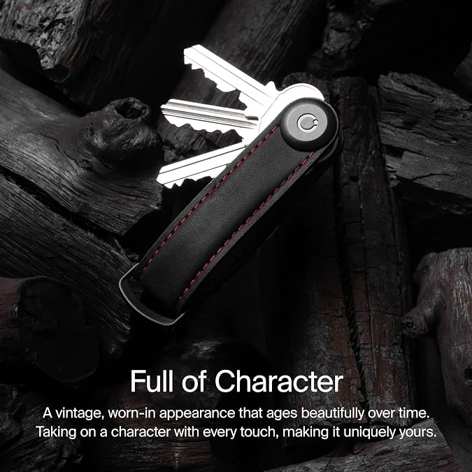 Orbitkey Crazy Horse Leather Key Organizer | ملف تعريف هادئ | يحمل ما يصل إلى 7 مفاتيح