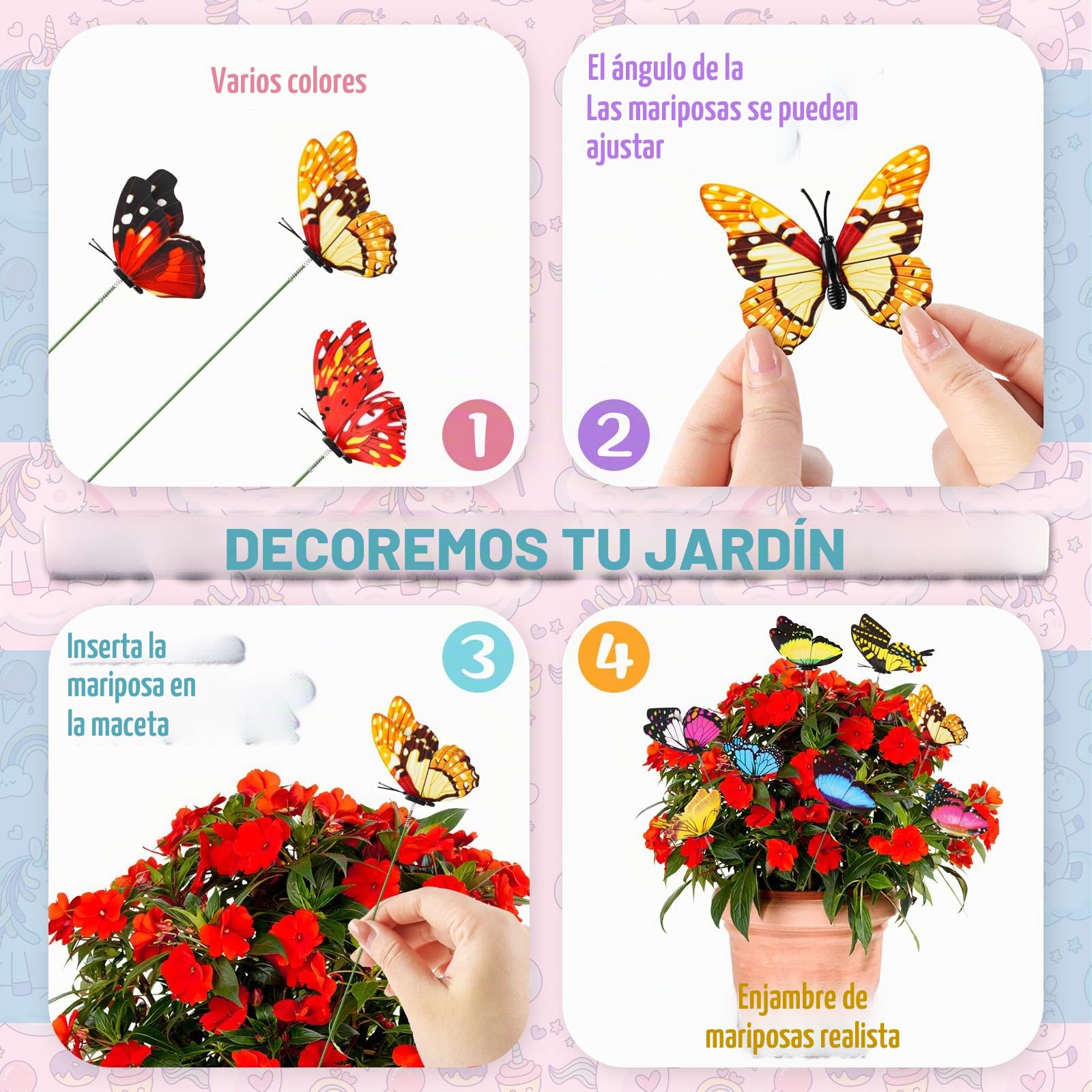 deAO 28 Piezas Kit de Jardinería para Niños, Incluye Bolsa, Regadera, Pala, Rastrillo, Guantes, Delantal, Juguetes para Plantar, Rosa