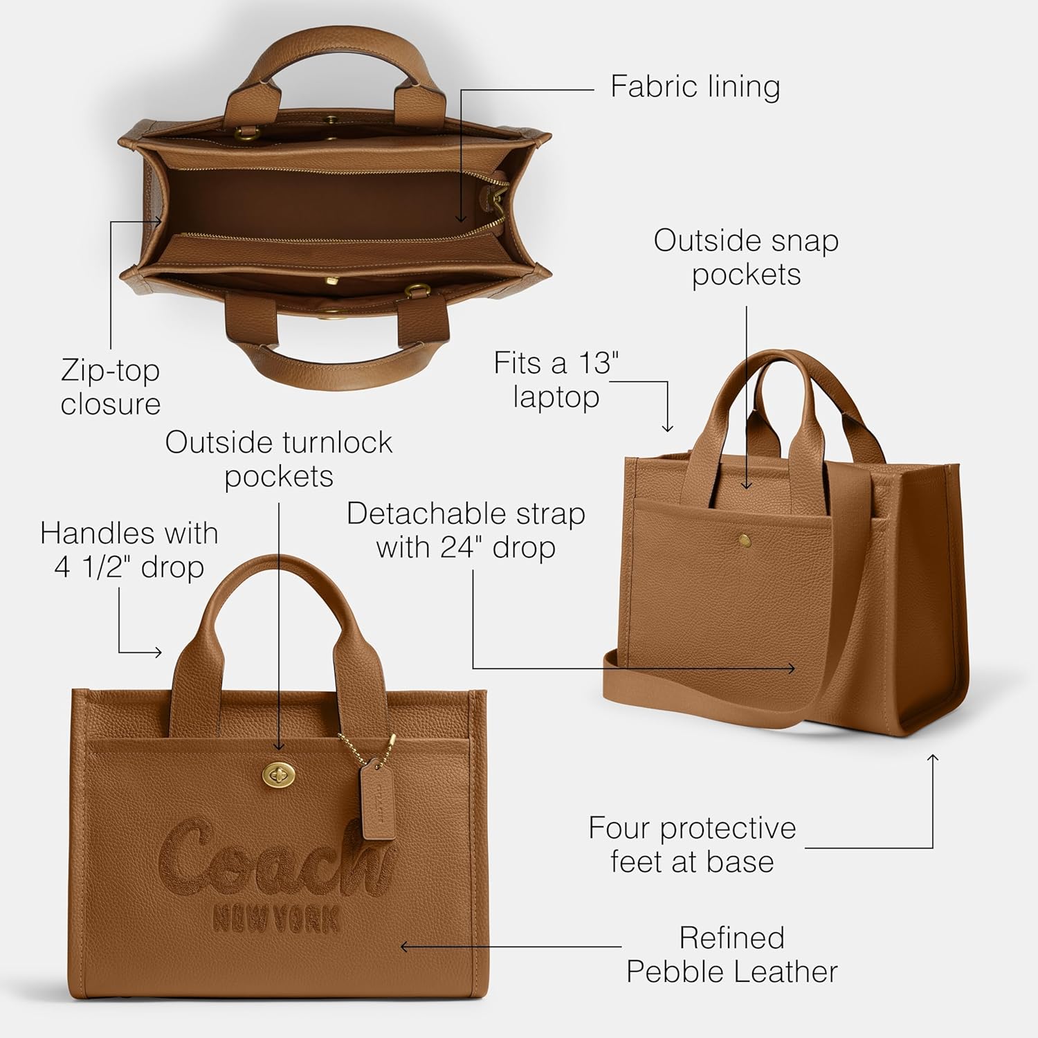 COACH womens Bubble Leather Cargo Tote - Image 3