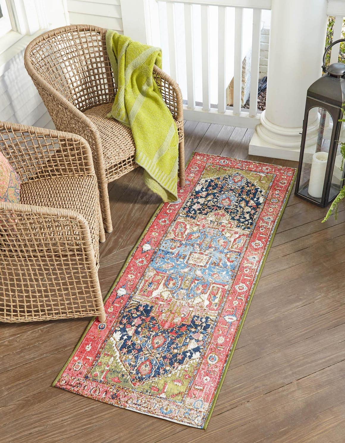 Unique Loom Outdoor Traditional Collection Area Rug - Limon (2' 7" x 10' Runner Multi/Red)