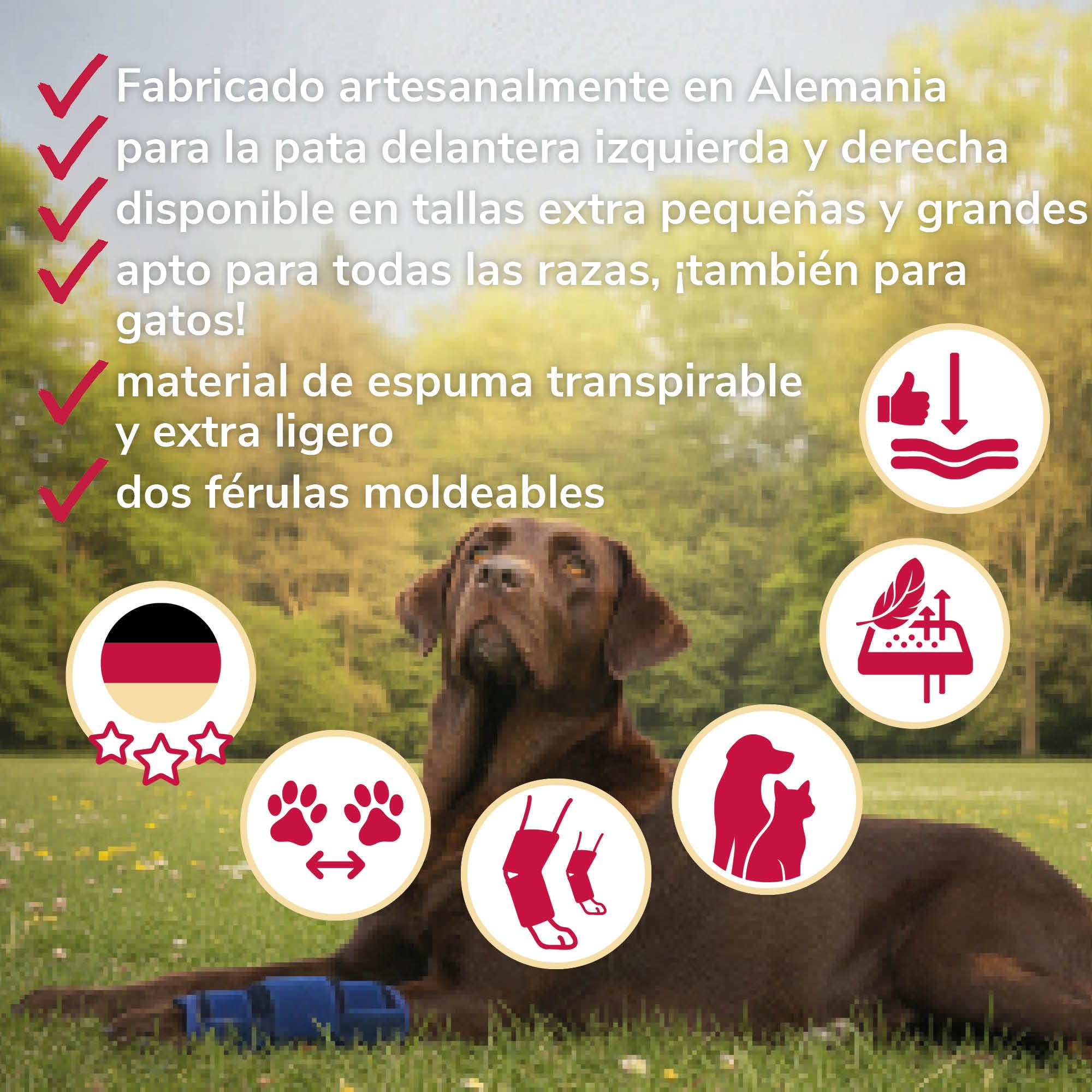 Vendaje Carpiano Bajo de Espuma Talla XL para Perros & Gatos con Férulas para la Estabilización de la Hiperextensión Carpiana & Ayuda en Lesiones Agudas del Carpo