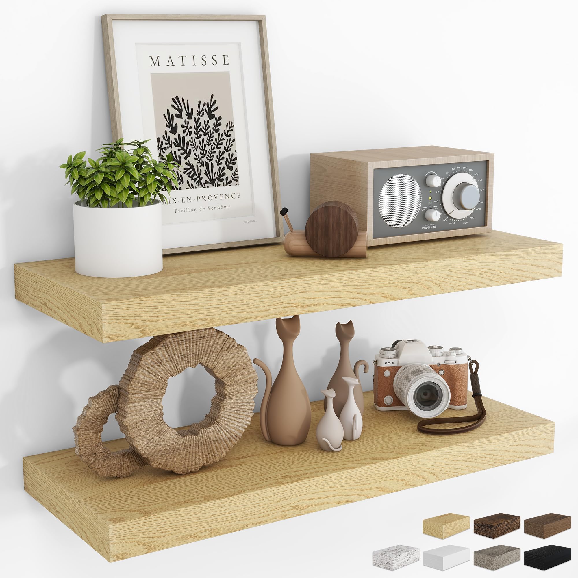 RICHFOCUS Bathroom Floating Shelves for Wall 2Pack|Oak|32" L
