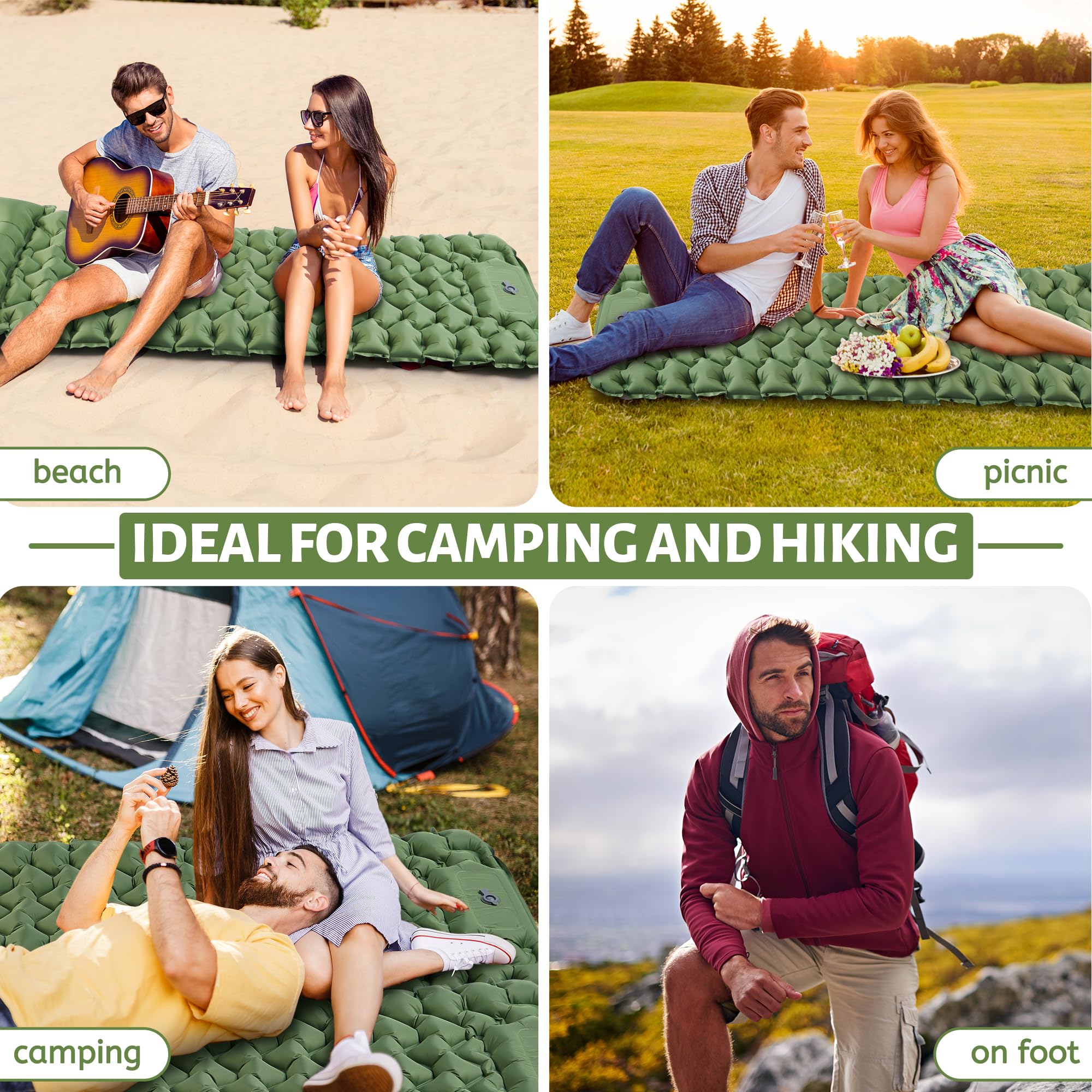 Matelas Camping 1 Place, Tapis de Sol Camping élargi et épaissi | Pneumatique avec Pompe à air à Pédale, Coziya Matelas Ultra-Léger et Portable, Idéal pour le Camping, La Plage, La Randonnée