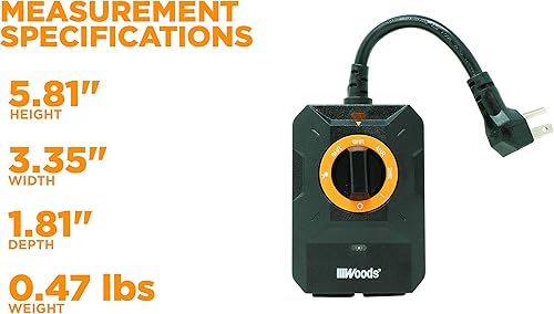 Miniatura 6 de Woods 50122WD - Temporizador de iluminación para exteriores del anochecer al amanecer, 2 salidas a tierra,