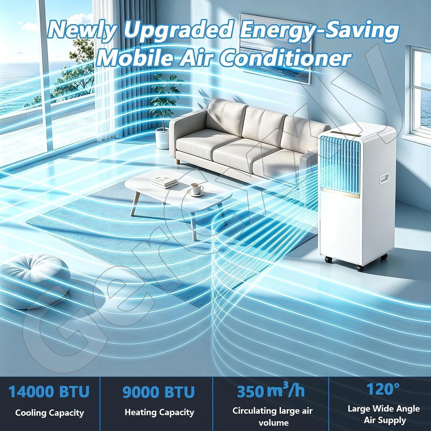 Aire Acondicionado Portátil con Calefacción 14000 BTU Unidad AC Inteligente, Cool