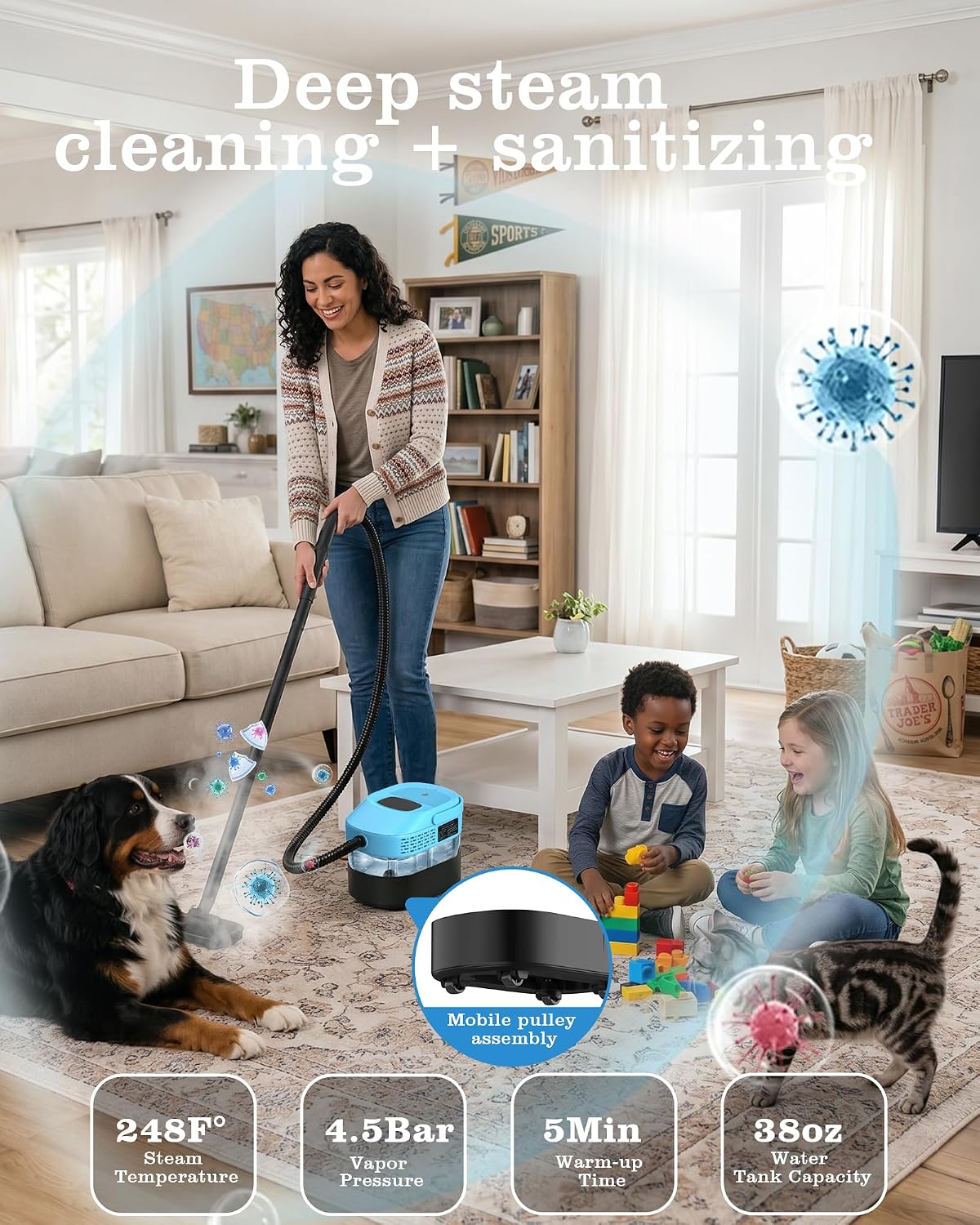 2026 New 3 Level Adjustable Pressurized Handheld Steam Cleaner for Home,