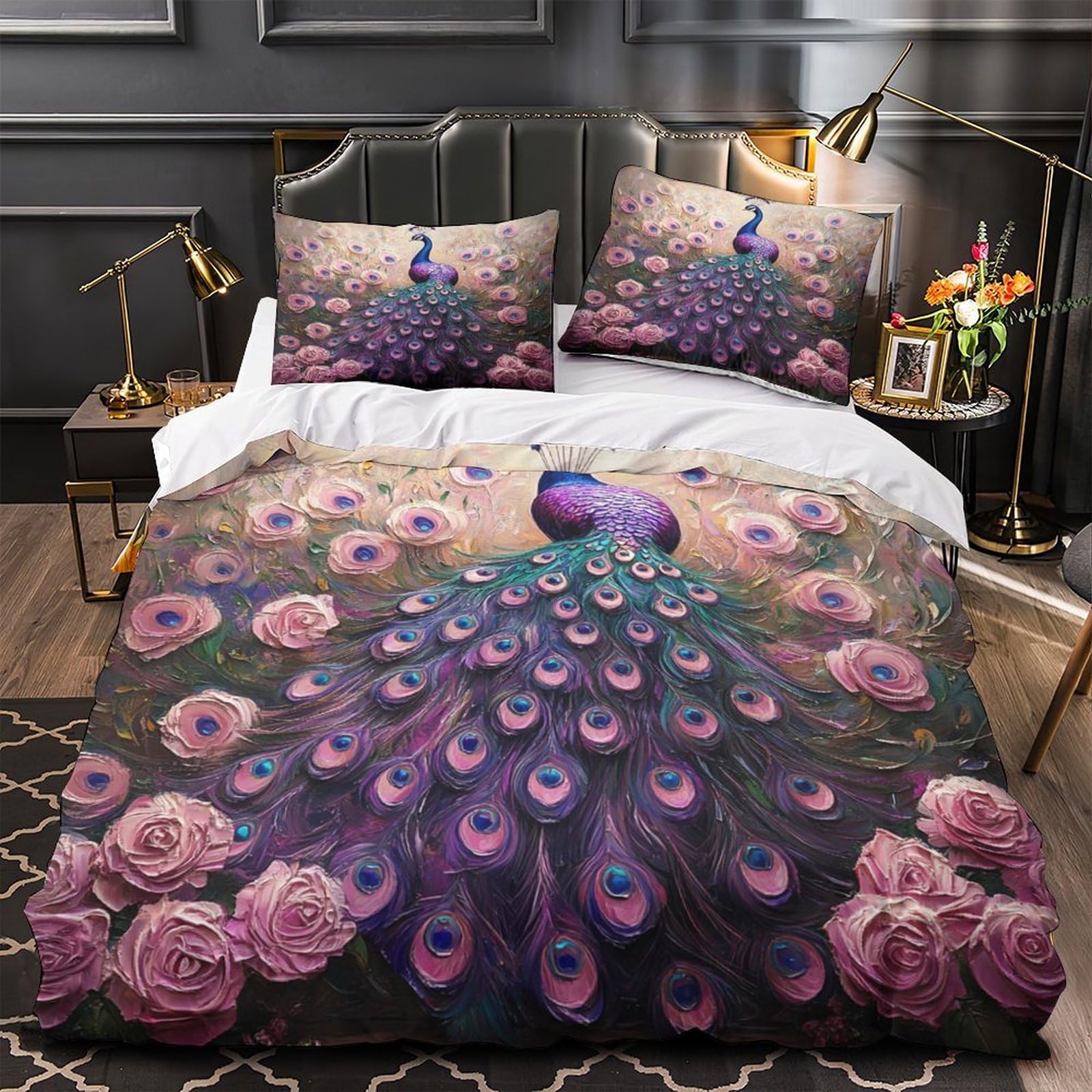 Housse de couette paon 3D pour transformer votre chambre adulte