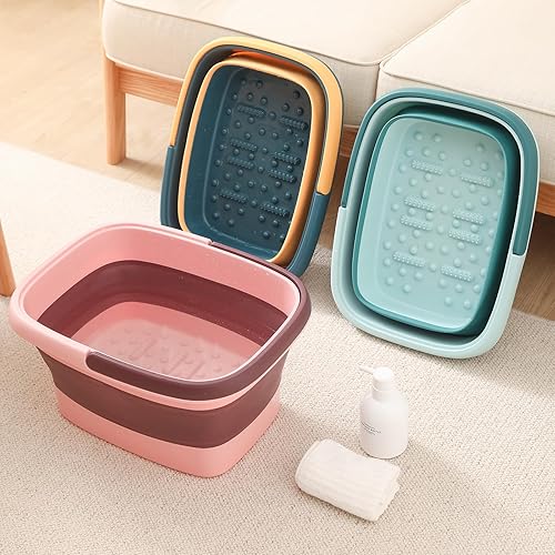 Miniatura 5 de Bañera plegable para pies con punto de acupuntura de masaje para remojar los pies, spa de pies de pedicura, cubo de plástico multifunción con asa,