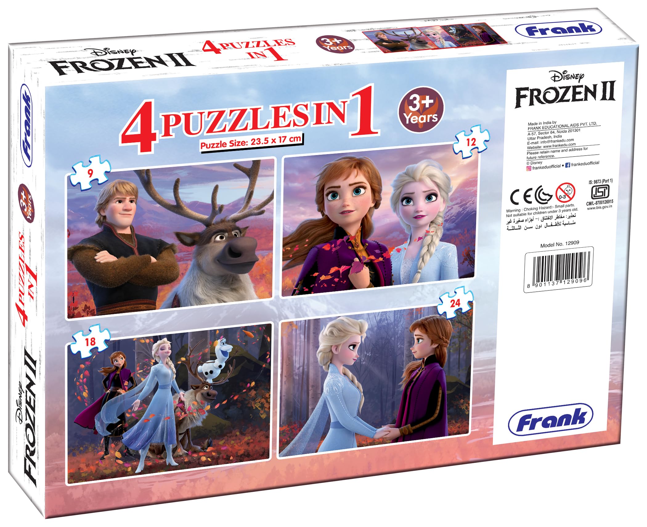 Frank Disney Frozen II Set of 4 Jigsaw Puzzles for Kids 3 Years & Above – Fun & Challenging Brain Booster Games Designed for Enhanced Focus and Memory Development – 12909 3