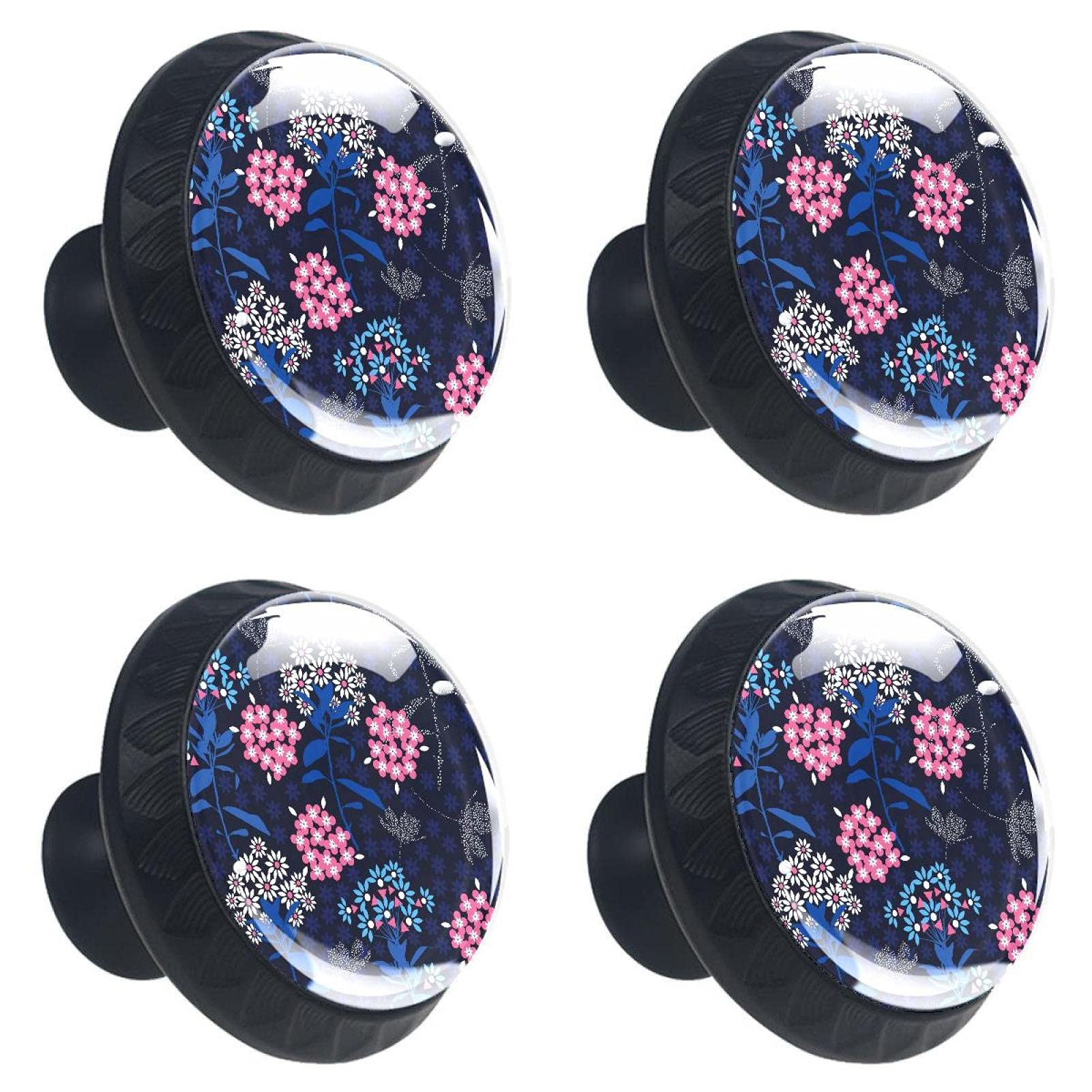 Poignées de placard lot de 4 bouton de tiroir armoire fleur abstraite