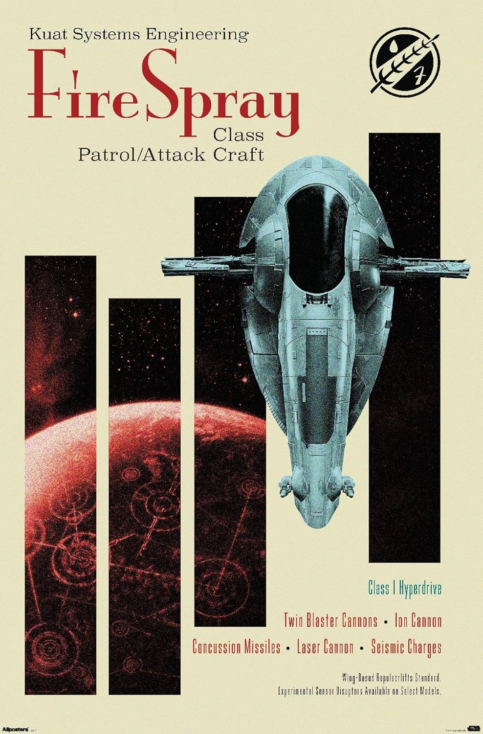 Star Wars: Moving At Lightspeed - Firespray Wall Poster, 34L" x 22.4W", Premium Unframed Version