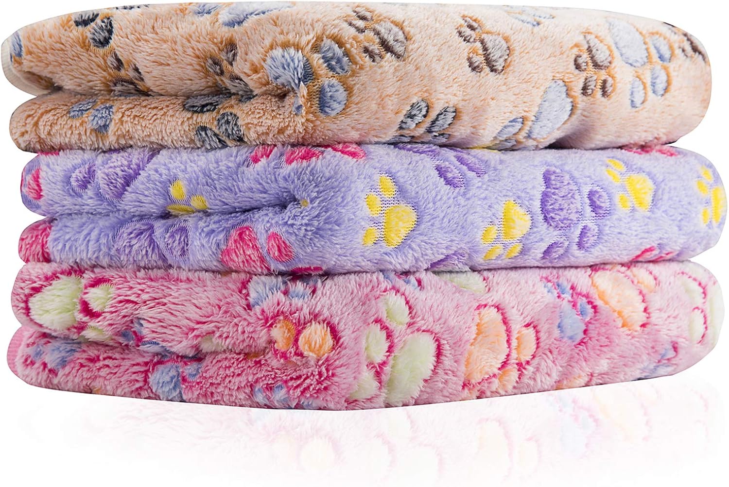 iNNEXT 3 Pack Puppy Blanket for Pet Cushion Small Dog Cat Bed Soft Warm Sleep Mat, Pet Dog Cat Puppy Kitten Soft Blanket Doggy Warm Bed Mat Paw Print