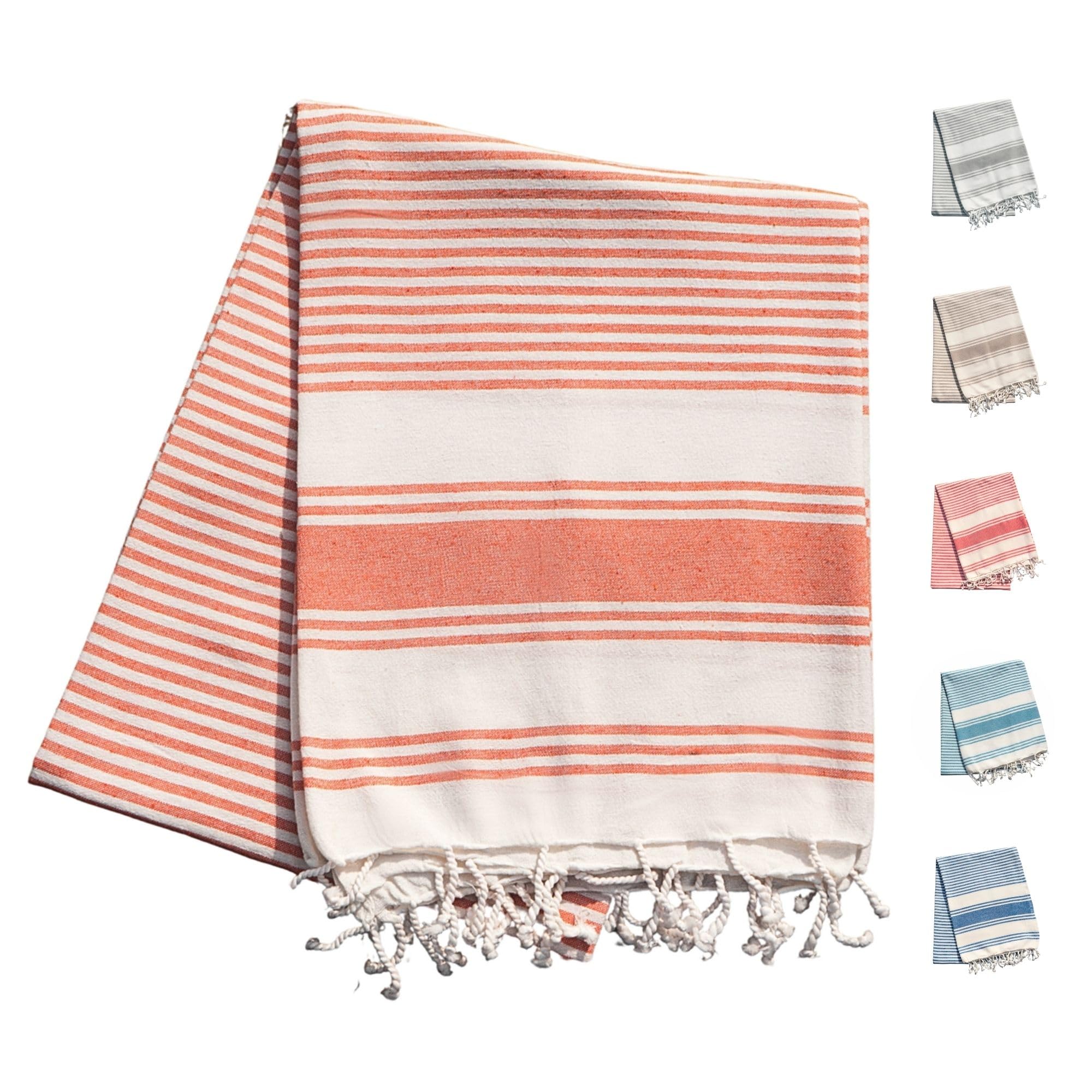 MUHMA Toalla Playa Grande algodón o Pareo Playa Grande Antiarena 200x140 cm – Fouta XXL, Manta Picnic, Manta para Playa, Suave, Absorbente y Ligera (Naranja)