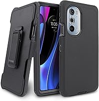 Vista 1 de Funda para Motorola Edge Plus 2022, Moto Edge 30 Pro - Protector de pantalla integrado, funda giratoria con clip para cinturón con soporte (negro)