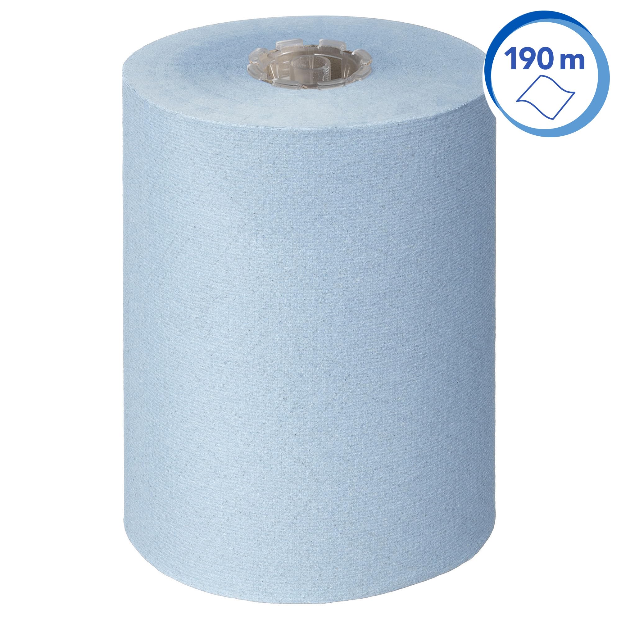 Ręczniki papierowe do rąk w rolce Scott Essential Slimroll 6696 — niebieskie ręczniki papierowe — 6 × białe rolki papieru o długości 190 m (łącznie 1140 m)