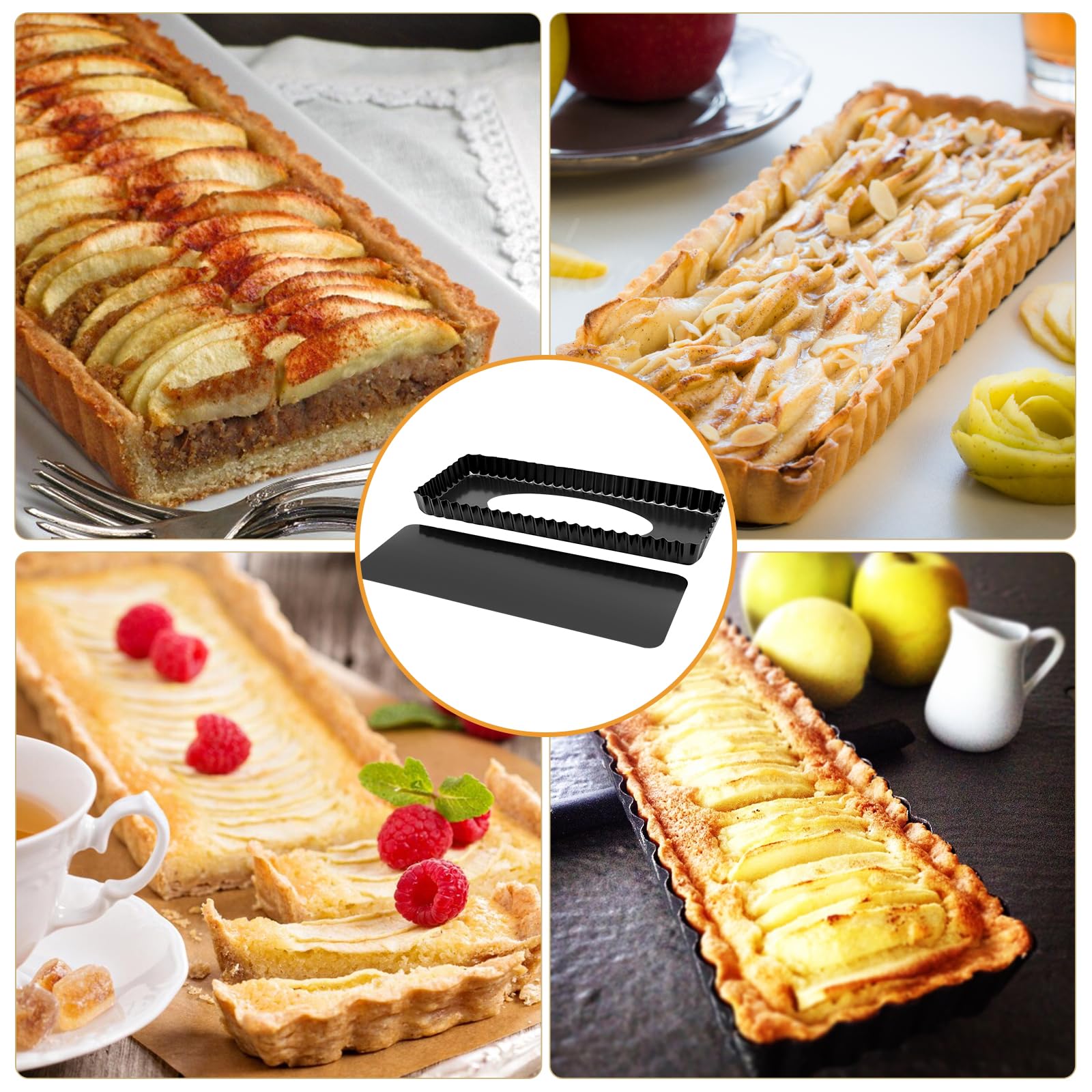 2 stampi per torte con fondo di sollevamento, antiaderente, 35 x 11 cm, rettangolare, per torte e biscotti fatti in casa, 2 pezzi