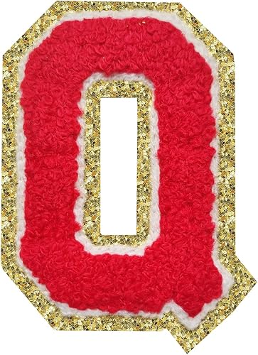 Miniatura 219 de Parches de letras termo-adhesivas de felpilla para chaquetas, parches de letras universitarias con brillantina para planchar en la letra azul A