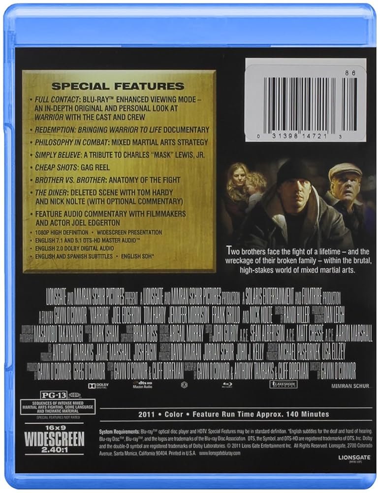 Amazon.com: Warrior [Blu-ray] : Tom Hardy, Nick Nolte, Gavin
