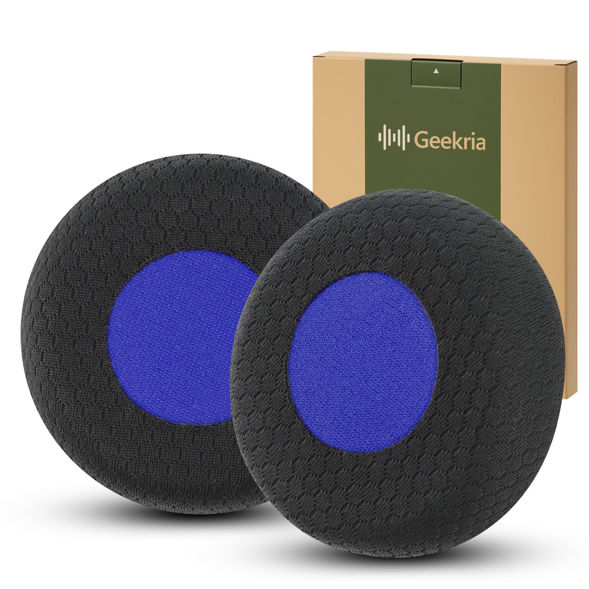 Geekria Comfort Mesh Fabric Breathable Replacement Ear Pads for Jabra Evolve 65, 65UC, 65MS, 40, 40UC, 40MS, 30, 30II, 30US, 20, 20SE, 20UC, 20MS Headset, Repair Parts (Black/Blue)-image-32