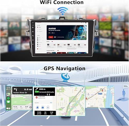 Miniatura 3 de Estéreo de coche para Toyota Corolla 2007-2013 con Apple Carplay inalámbrico y Android Auto, 9 pulgadas Android 11 pantalla táctil Radio de coche