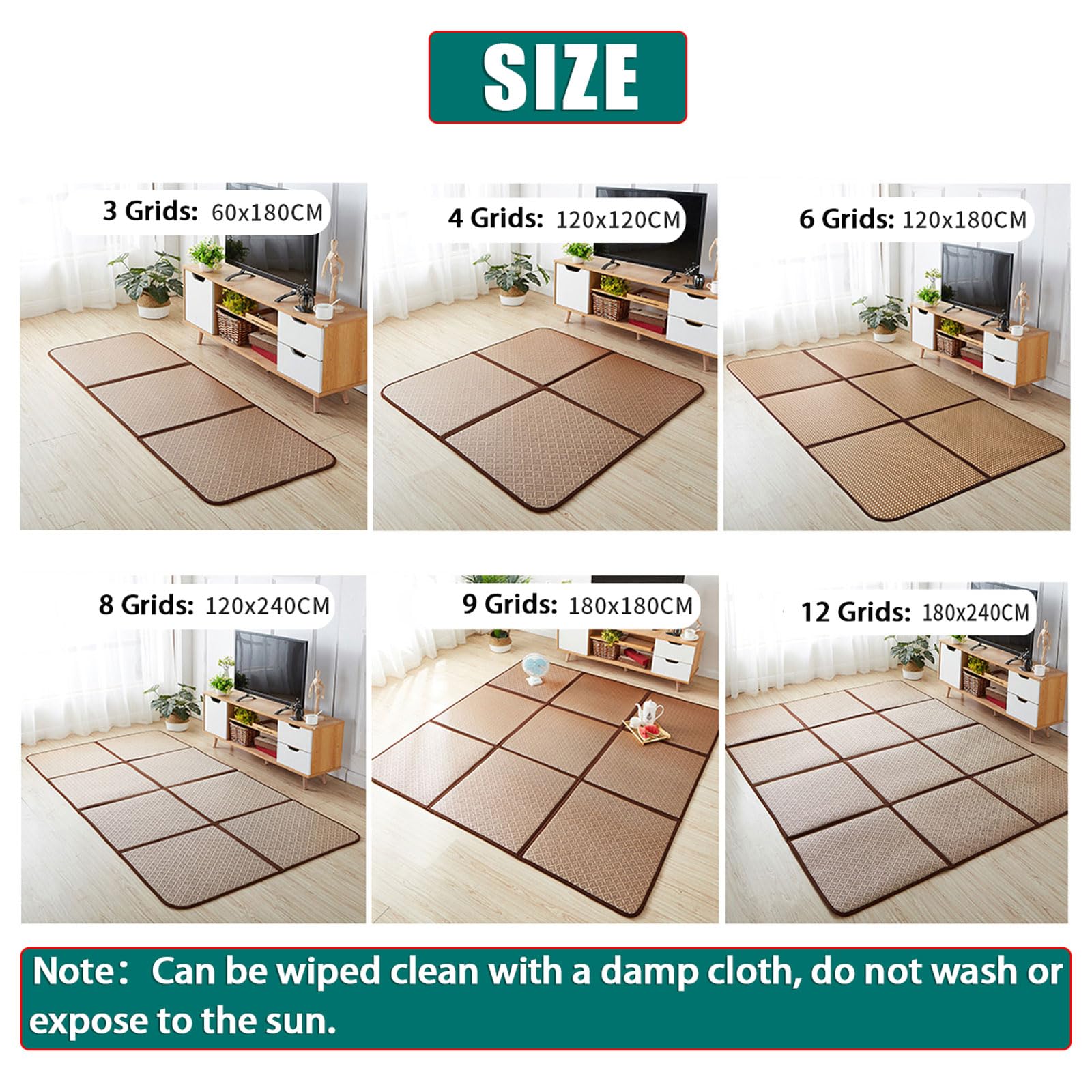 Tapis de Sol Tatami Japonais,Tatami rattans Pliable Tatami Mat,Tapis De Jeu en Rotin Respirant,Japonais Matelas Méditation Yoga,antidérapant,Facile à Ranger,pour Salon,Tapis de Jeu Rampant