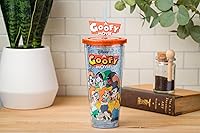 Vista 6 de Silver Buffalo Disney Una Loca Aventura de Goofy con Goofy, Max Goof, Roxanne y Bobby Zimuruski - Vaso de plástico para bebidas frías con tapa