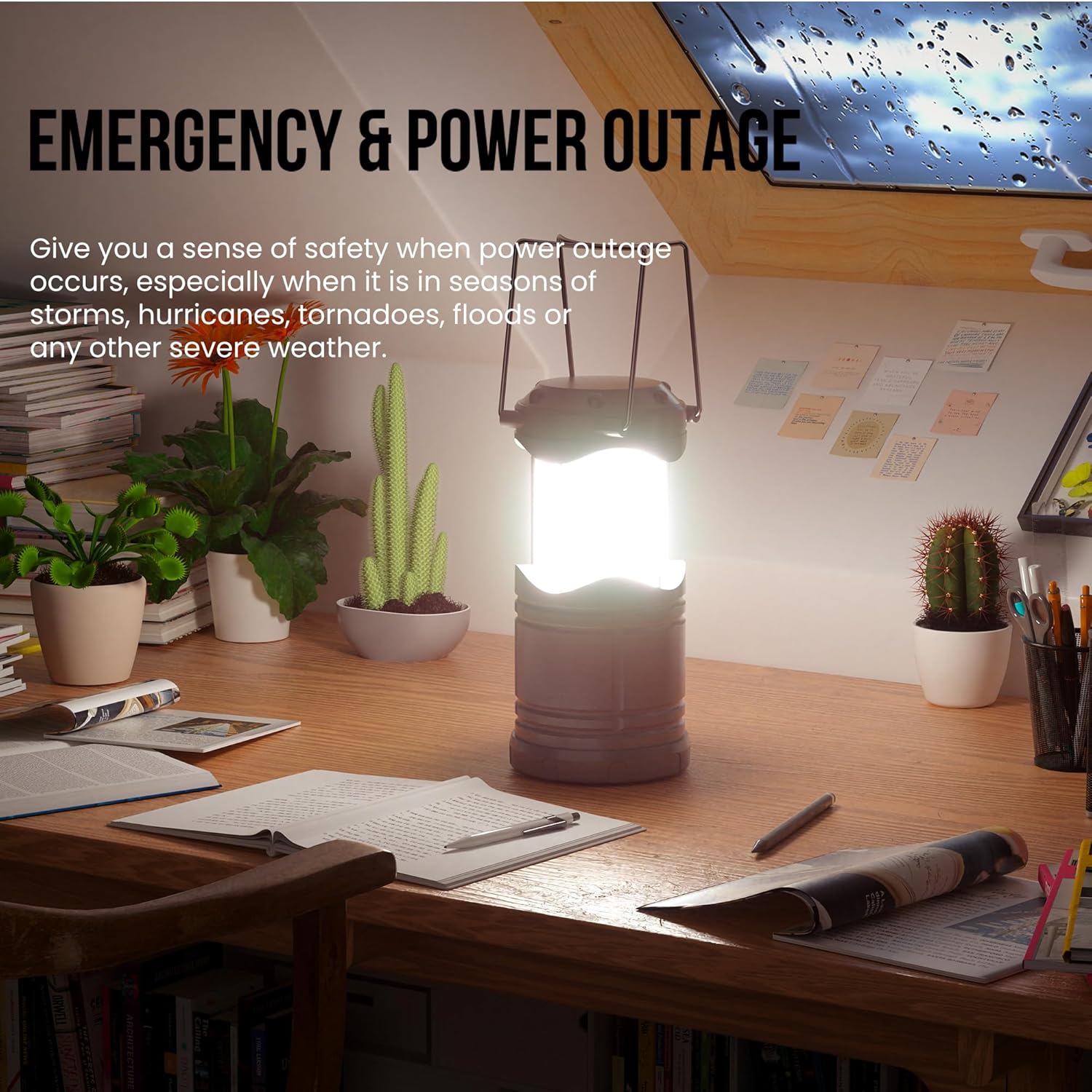 lichamp led camping lantern, 4 pack battery powered flashlight for power outages, portable collapsible hanging light essential for home, outdoor, emergency lamp survival kit gear for hurricane, c4 white (glow-in-the-dark), silver, rose gold, gray