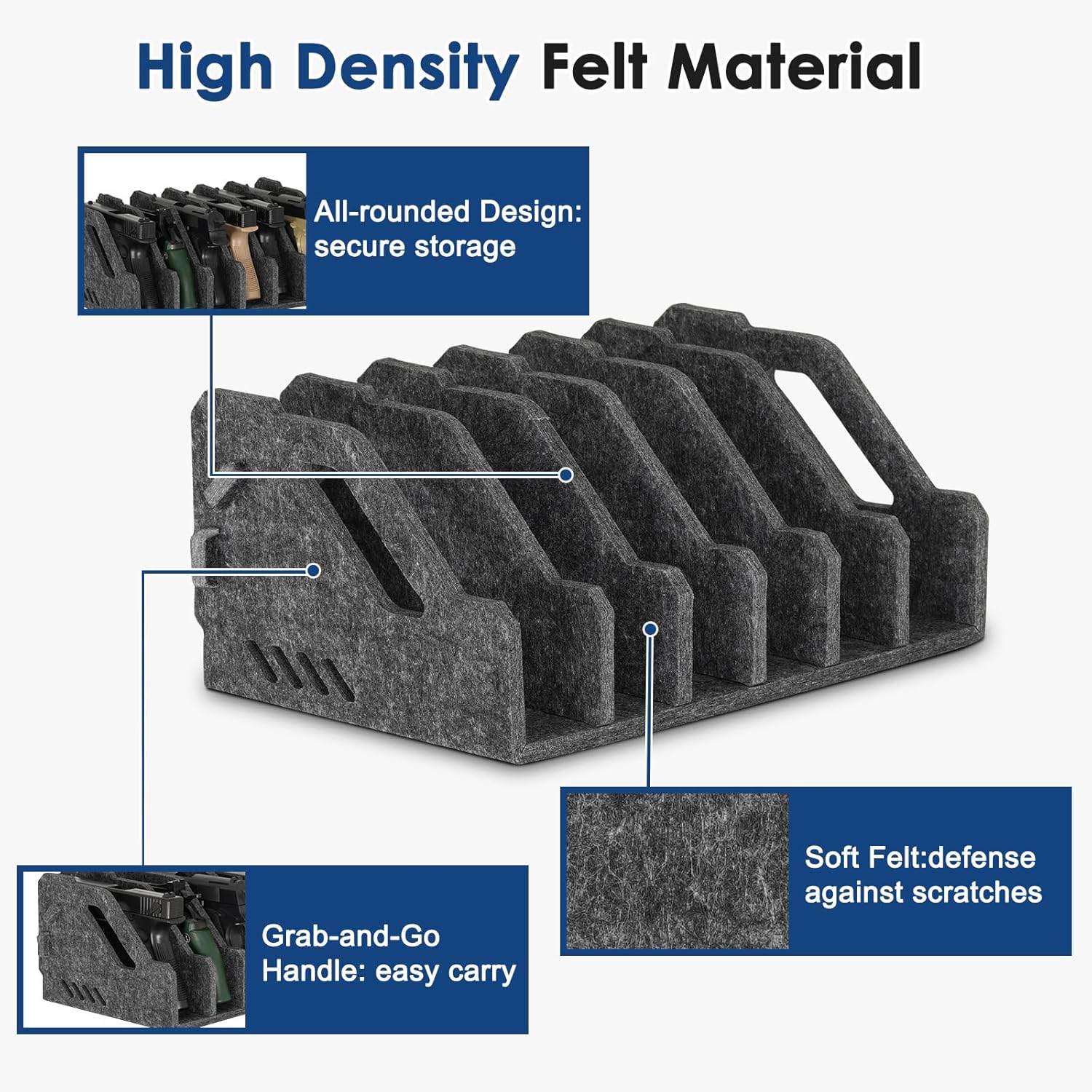 Pistol Rack for Gun Safe, Handgun Rack Pistol Stand Holder, Gun Cabinet Accessories Storage Organizer, Soft Felt, Scratch Resistance, Anti-Slip Revolver Firearm Stand Display Holder