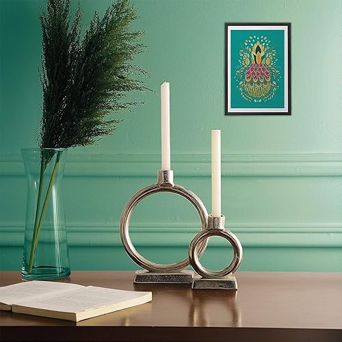 Miniatura 7 de Rely+ Juego de 2 candelabros plateados de forma redonda, centro de mesa para mesa de comedor, candelabros, decoración del hogar, mantel de boda,