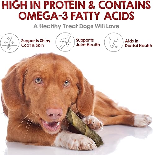 Miniatura 3 de Riley's Bacalao Skins para perros  Golosinas secas al aire para perros de un solo ingrediente  Golosinas largas envueltas a mano para perros